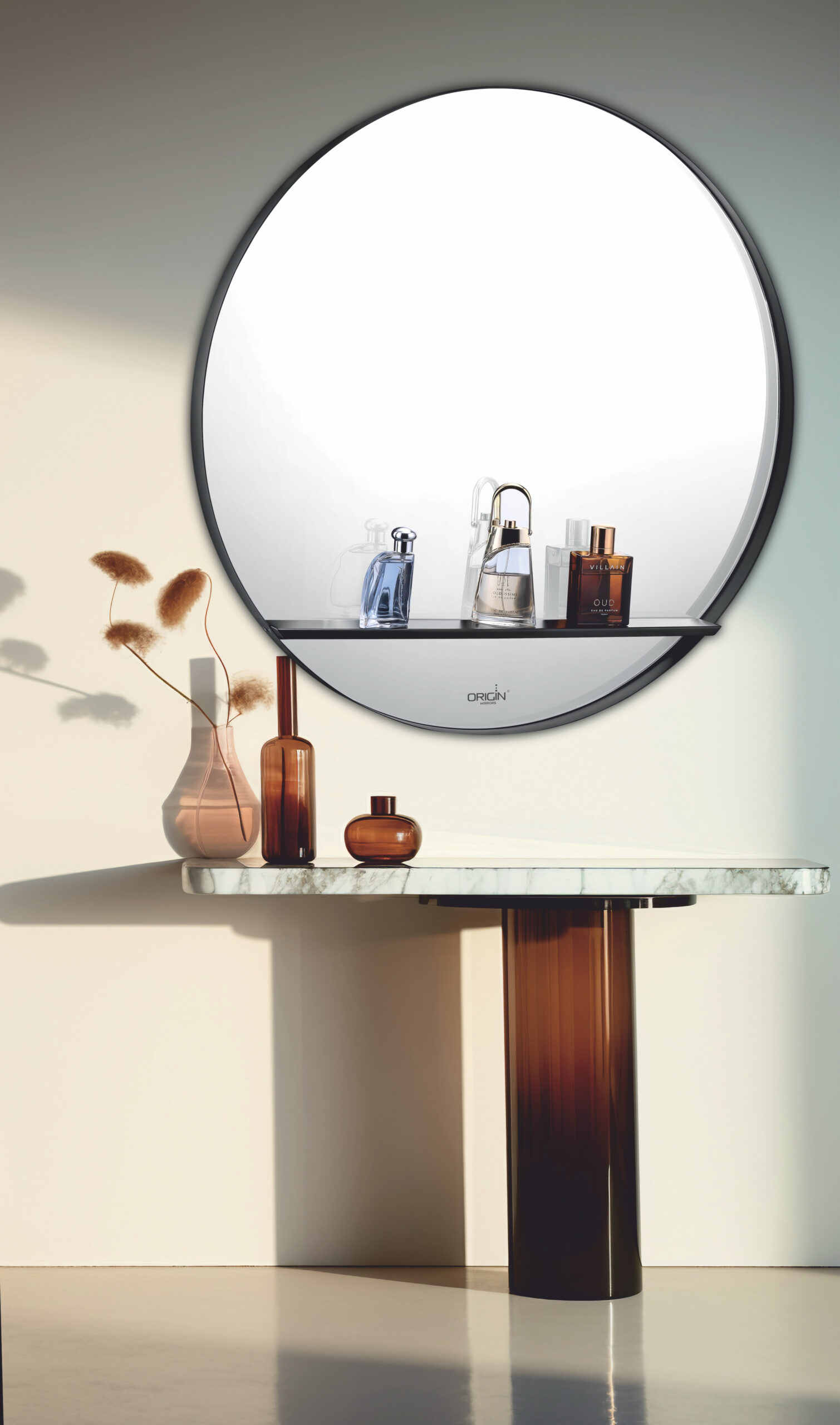 Round SS304 Metal Framed Mirror 30 x 30 Inches | PVD Coat | Corrosion Free  | Origin Mirrors - GOLD GLOSSY